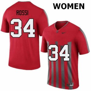 Women's Ohio State Buckeyes #34 Mitch Rossi Throwback Nike NCAA College Football Jersey Lifestyle TMY7044BO